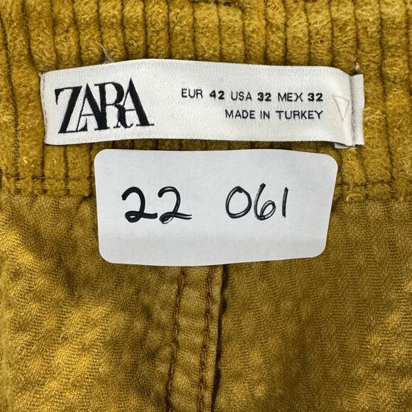 Zara Pants Mens 32 Mustard Yellow Corduroy Cargo Slim Fit Workwear Cotton Blend - Picture 3 of 13